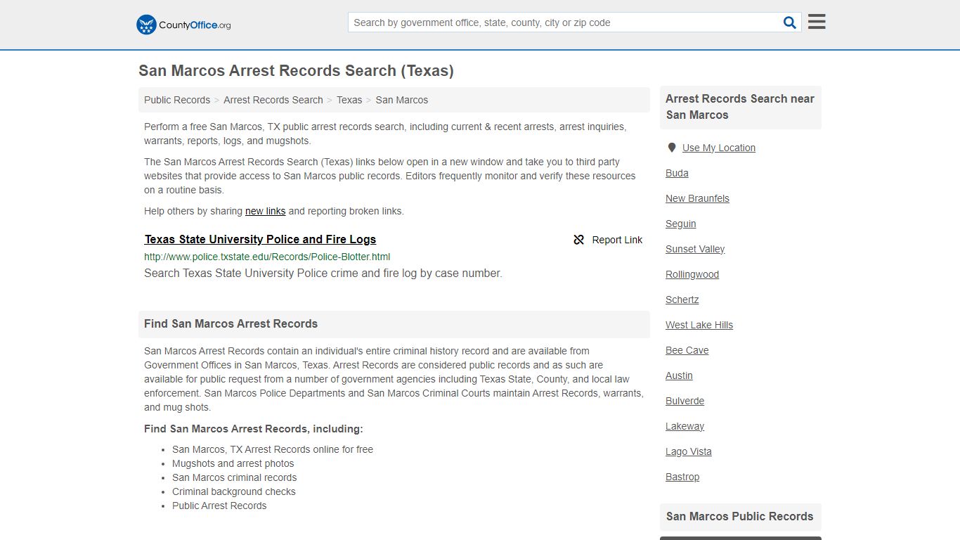 Arrest Records Search - San Marcos, TX (Arrests & Mugshots) - County Office