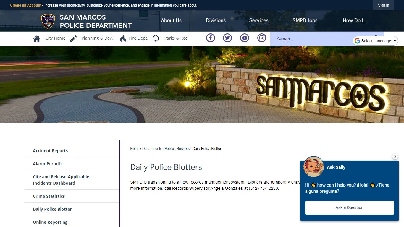 Daily Police Blotters | City of San Marcos, TX