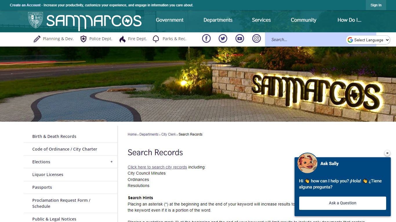 Search Records | City of San Marcos, TX